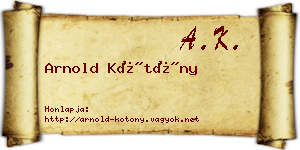 Arnold Kötöny névjegykártya